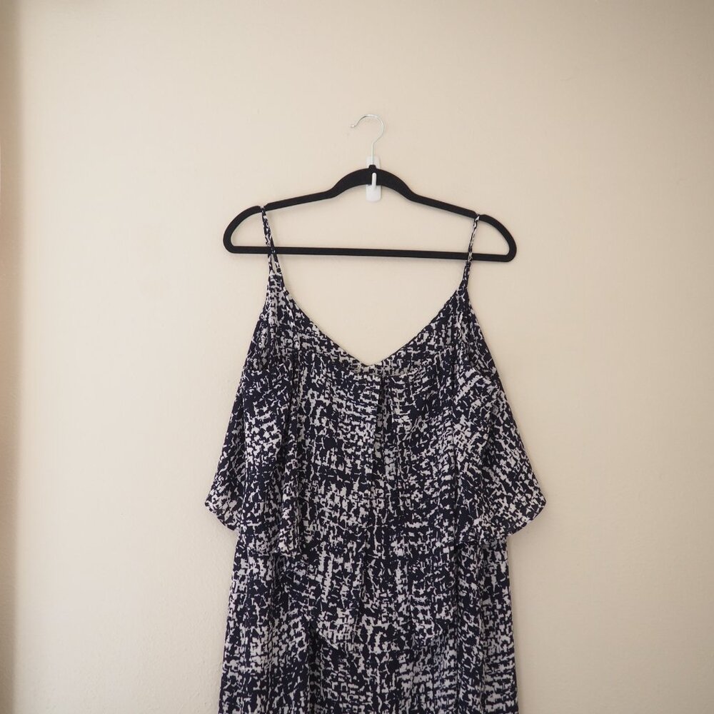 White House Black Market Navy Blue Spaghetti Strap Flounce Maxi Dress - Picture 8 of 8